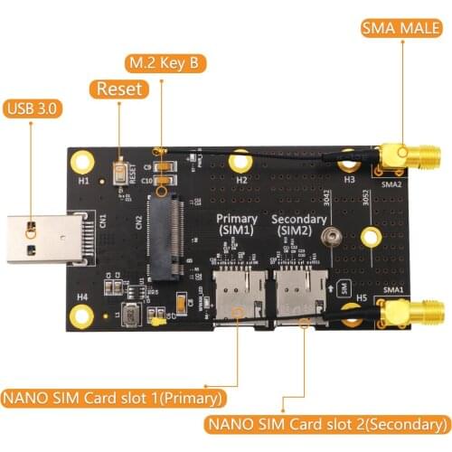 NGFF(M.2) to USB 3.0 Adapter with Dual NANO SIM card Slot for 3G/4G/5G Module