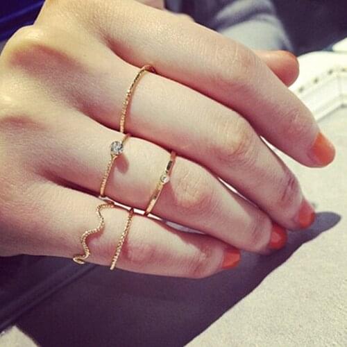 New Ring Set Fashion Jewelry Summer Tiny Crystal Ring High Quality Rings For Women Gold Ring Wholesale