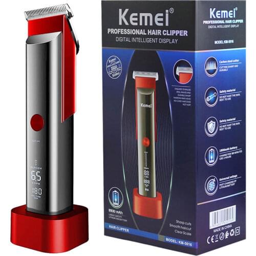 Original kemei adjustable powerful 5 speed hair clipper for men electric beard hair trimmer rechargable hair cutting machine