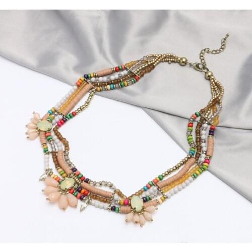 ELEGANCE11 2020 Color Necklace Classic Ladies Beaded Style With Summer Skirt Four Layers Beads Superimposed Women Retro Necklace