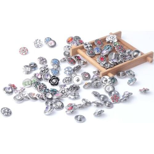 Hot sale 20pcs/lot High quality Mix Many styles 12mm Metal Snap Button Charm Rhinestone Styles Button snap bracelets KZ3006