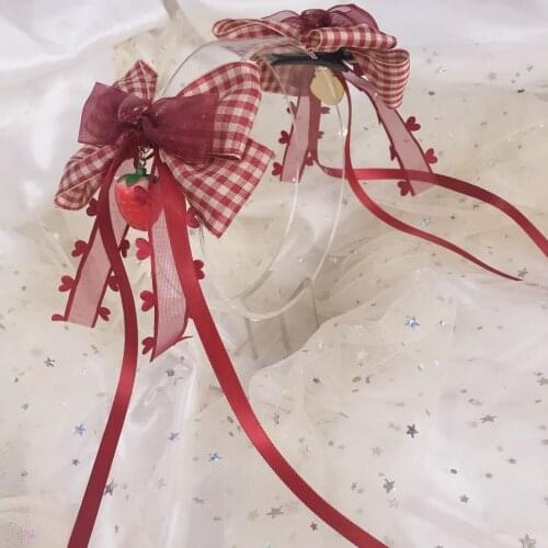 Self-Made Headdress Hair Accessories Lolita Double Horse Tail Clamp Cute SOFT Girl Barrettes Lolita Side Clip Strawberry