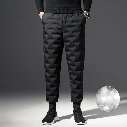 90% White Duck Down Winter Outdoor Down Pants Man Thick Windproof Warm Hiking Pants Elastic Waist Scratchproof Camping Trousers