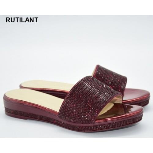 High-end Rhinestone Wedding Banquet Shoes Spring Womens Shoes Thick-soled Womens Special Wedding Nigerian Shoes