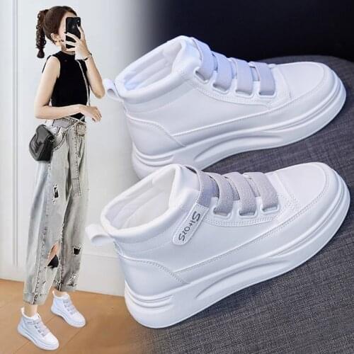 High-top white shoes womens autumn 2021 new thick-soled platform platform shoes womens running casual shoes sneakers