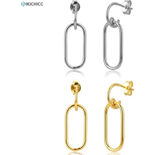 Kikichicc European 925 Sterling Silver Gold Geometric Drop Earring Simple Dangle Piercing Pendiente Women Luxury Jewelry Gift