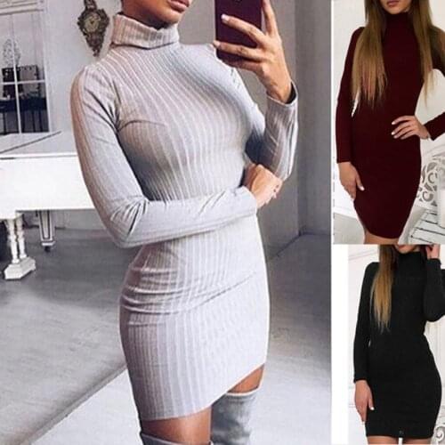 Winter Dress Knitted Sweater Dress Women 2021 Fashion Pencil Party Dress Vestidos Black White Bodycon Dresses
