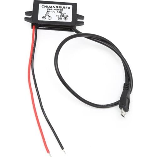 1Pc Car Charge DC Converter Module 12V To 5V Micro USB Output Power Adapter 3A 15W