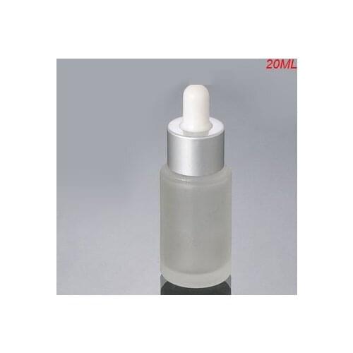 20ML frosted glass dropper glass bottle with silver collar &white top lotion bottle glass bottle Cosmetic Packaging
