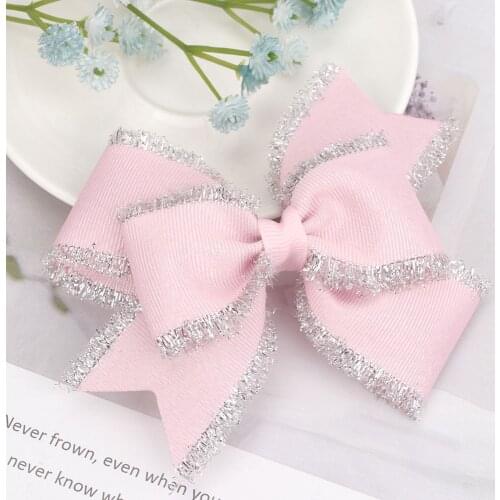 20 Pcs/Lot,4 Inch Fashion Girls Headwear Glitter Solid Grosgrain Ribbon Hairbows On Clip Handmade Boutique Hair Grips For Kids