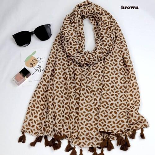 2021 Fashion Women Vintage Geo Cotton Tassel Scarf Shawls Wraps Hijabs 10pcs/lot