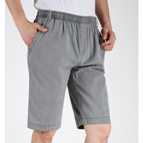 #2613 Summer Thin Cotton Linen Shorts Men Middle Aged Casual Solid Color Vintage Straight Shorts Male Breathable Plus Size 5XL