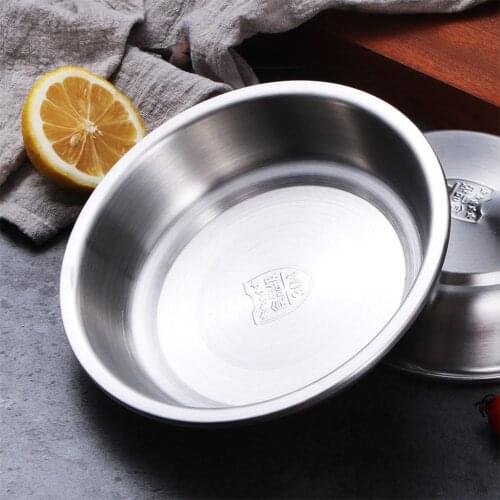 304 Stainless Steel Disc Tray Single Baking Dish Fruit Salad Seafood Soup Deepen Plate Outdoor Food Kitchen Storage Utensils