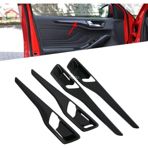 4PCS Carbon Fiber Style ABS Window Lift Control Panel Cover Trim Car Styling Accessories For Ford Focus Sedan/Hatchback 2019