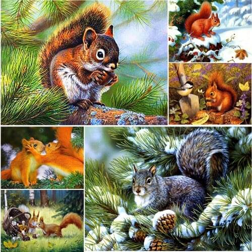 5D DIY Diamond Painting Animal Diamond Embroidery Squirrel Mosaic Picture Rhinestone Art Cross Stitch Kit Home Decoration Gift