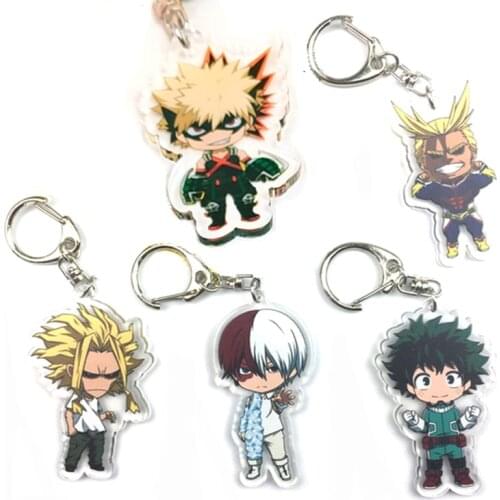 Anime Keychian Boku no Hero Academia Bakugou Katsuki Iida Tenya Todoroki Shouto Keyrings Doubleside Print Portachiavi Llaveros