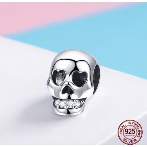 Auffik Halloween Skull Beads fit Original 3MM Bracelet Charm 925 Sterling Silver Jewelry Charms Gift Making