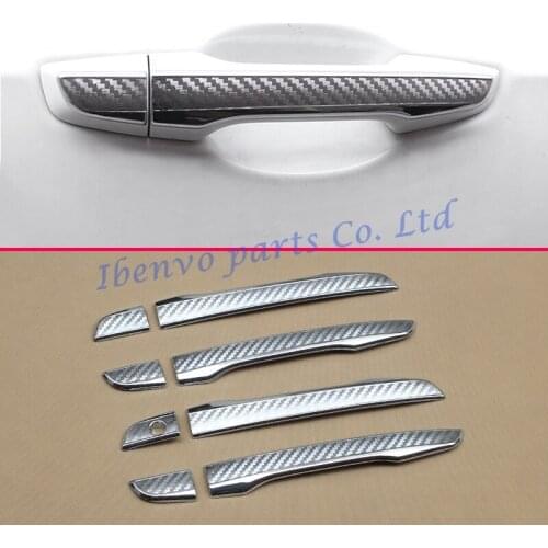 Car Door Handle Moulding Strips Trims For Honda CRV 5th 2017 2018 CR-V Chrome Carbon Fiber Texture Look Cover Parts Accessories
