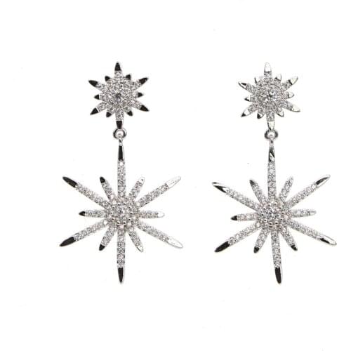 CZ Jewelry for Women Gold Silver Color flowers Sparking bling attractive big earring for Christmas gift