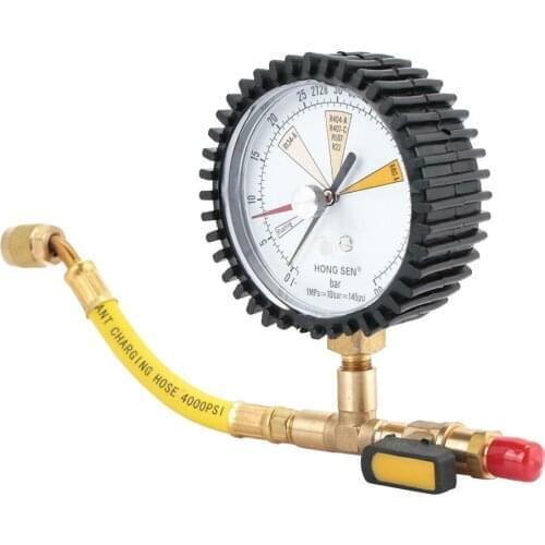 Air Conditioner Nitrogen Ball Valve Pressure Gauge Regulator for R134a R22 R407C R410A Conditioning Pressure Test