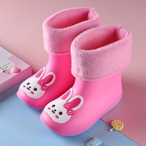 Kids Rain Shoes Baby Cartoon Waterproof Pvc Children Rainboots Boys Rubber Boots Non-slip Girls Rain Boot Four Seasons Removable