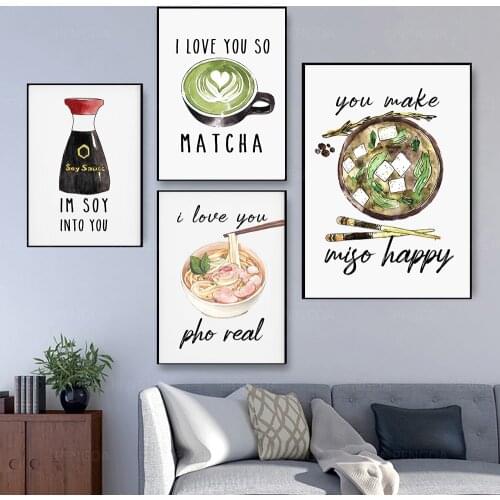 Aesthetics Noodles Coffee Asian Food Poster Canvas Wall Anime Art For Home Kitchen Signs Decoration for Bedroom Living Decor