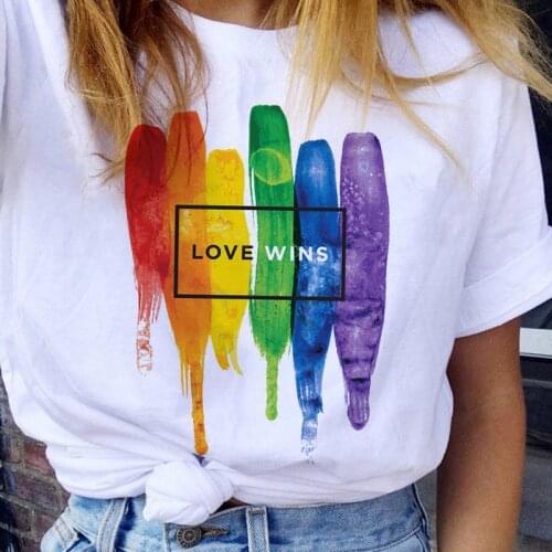 Lgbt t shirt lesbian Love Wins women bisexual tshirt gay female love is love lesbian rainbow t-shirt top tee femme ulzzang 90s