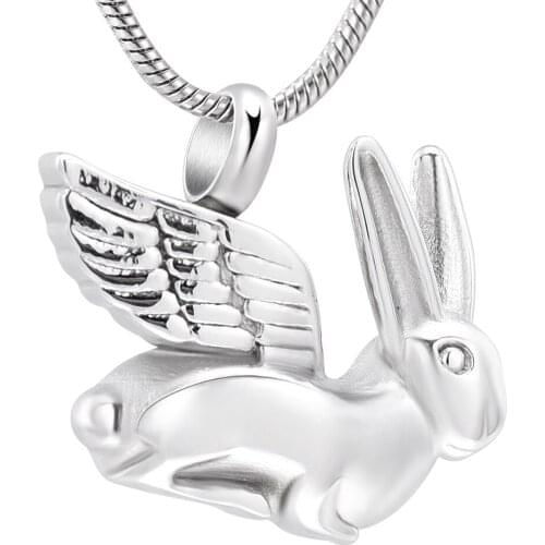 IJD10032 Trendy Stainless Steel Rabbit With Angel Wings Cremation Pendant Keepsake Necklace Ashes Urn Memorial Jewelry