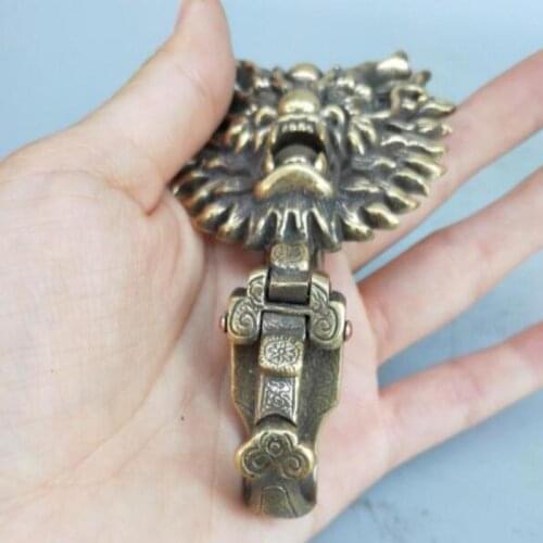 China antique pure brass carving dragon head key ring