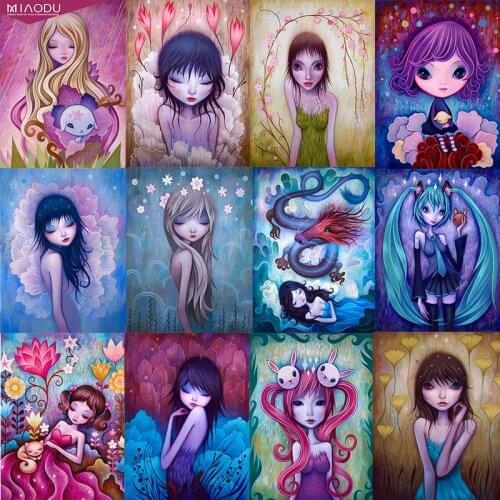 MIAODU 5d Diamond Painting Embroidery Sale Little Girl Portrait Cartoon Pictures Of Rhinestones Mosaic Handmade Gift