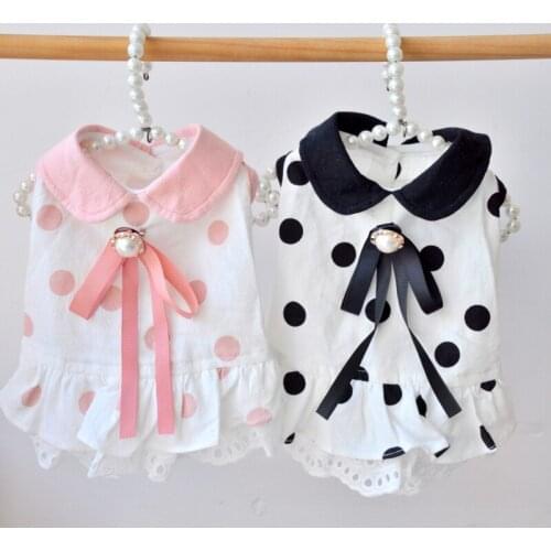 Summer Cute Dots Lace Dog Dress Dog Clothes Skirt Cat Clothing Chihuahua Yorkshire Puppy Apparel Small Dog Costume Corgi Outfit