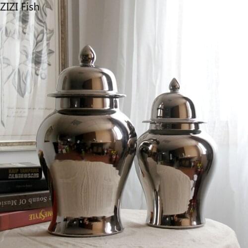 Minimalist General Jars Solid Color Ceramic Candy Jar Tea Caddy Flower Vases Classical Porcelain Storage Tank Vintage Home Decor