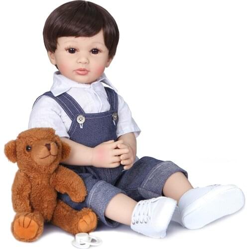 Soft Silicone Reborn Baby Doll 60cm Lifelike 24'' bebe Reborn Menino Kids Playmate Cloth Body For Birthday Surprise gift