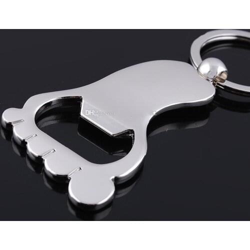 Creative Personalized Foot Bottle Opener Keychain Key Ring Alloy Keychain Valentines Gift Wedding Favor Supplies Free Shipping