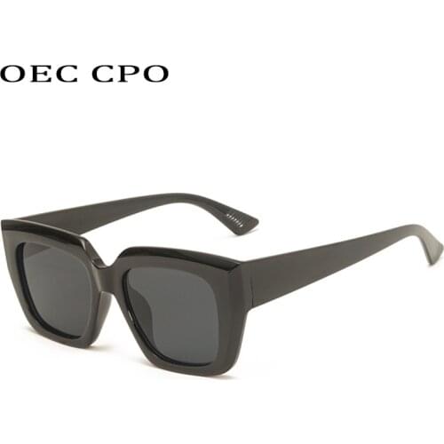 OEC CPO Vintage Square Sunglasses Women Fashion Black Sun Glasses Men Shades Eyewear Punk Personality Glasses UV400 Eyeglasses