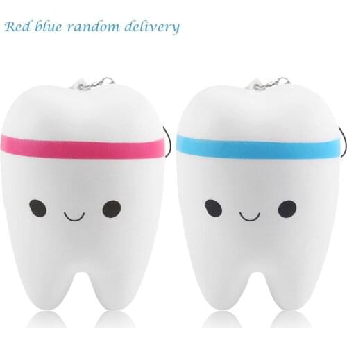 ONLENY Cute Teeth Soft PU Phone Strap Mobile Phone Accessories Cartoon Novelty Design Slow Rising Ballchain Kid Toy Fun Gift