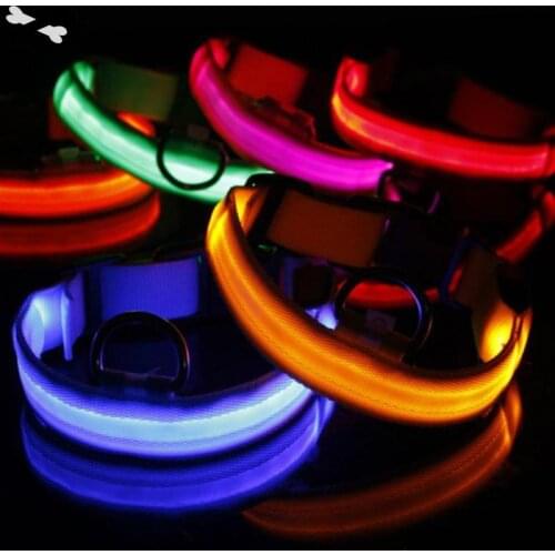 Dog Collar Nylon LED Pet Night Safety Flashing Glow In The Dark Dogs Leash Neck Band Luminous Fluorescent Collars Pets Supplie23