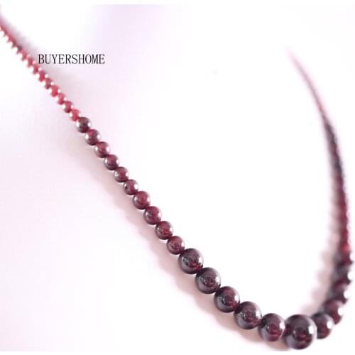 Free Shipping Fashion Jewelry Natural Round Beads Red Garnet Necklace 18" 1Pcs E007