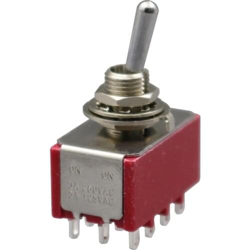 1Pcs T8401 ON-ON 12Pin Maintained Miniature Bat Handle Toggle Switch 4PDT 5A 125VAC 28VDC
