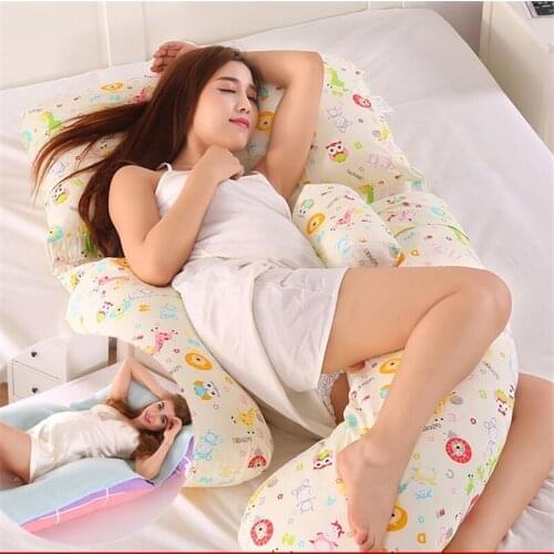 Pregnant Women Combed Cotton Side Pillow U-shaped Pillow Waist Care Abdominal Pillow Removable Bedding Pillowcase