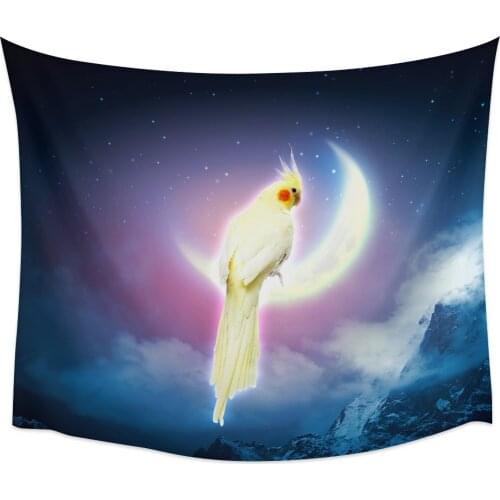 Parrot Moon Wall Tapestry Home Wall Decor Tapestry Bedroom Tapestry Wall Hanging Picnic Mat Yoga Mat