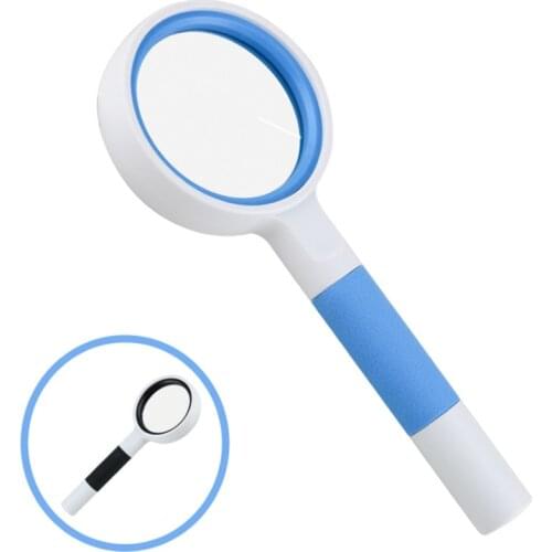 Portable Handheld Reading Magnifying Glass 7X with Glass Lens Anti-skid Handle for The Elderly To Read Books and Antiques