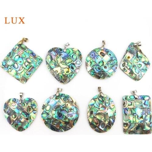 Natural Multi Shape Rainbow Abalone Shell Pendants Heart Shell Jewelry Beach Pendants The Gift For Women Hollow Shell Necklace