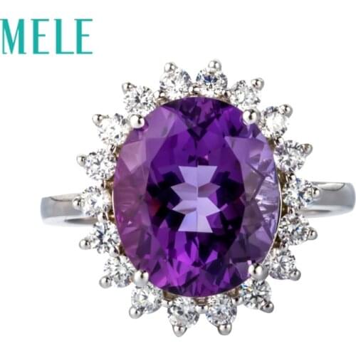 Natural amethyst silver ring, deep purple color in oval 10mm*12mm, lovely birthday gift, valentines gift