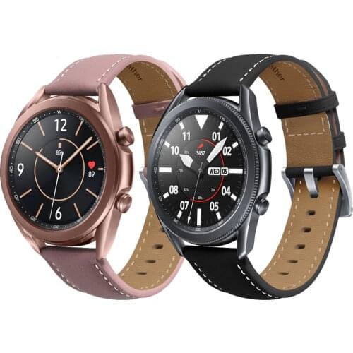 22mm 20mm Leather strap for Samsung watch 46mm/Active2 /Huawei watch GT2/Amazfit GTR braided wire for Samsung watch 3 46mm strap