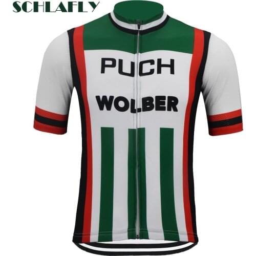 Retro 1981 Puch Wolber Cycling jersey short sleeve summer bike wear jersey pro road jersey cycling clothing schlafly green