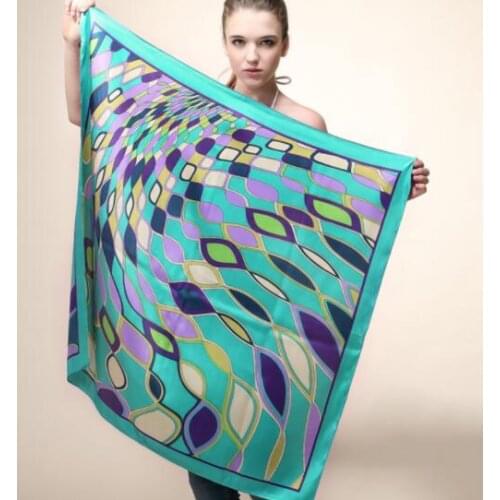 Luxury Brand Plaid Scarf 90cm Square Scarf Fashion Scarves For Women Female Silk Scarf Shawl Bandana For Head Hijab For Ladies