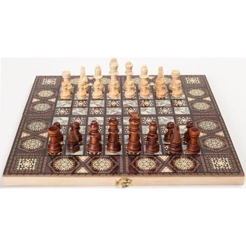 Folding board wooden chess pieces collection Staunton pieces collection portable board game