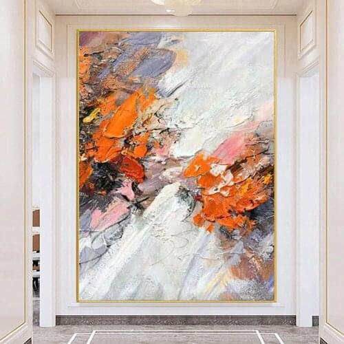 Modern home decor wall painting abstract hand-painted oil painting blue thick texture canvas painting frameless picture wall art