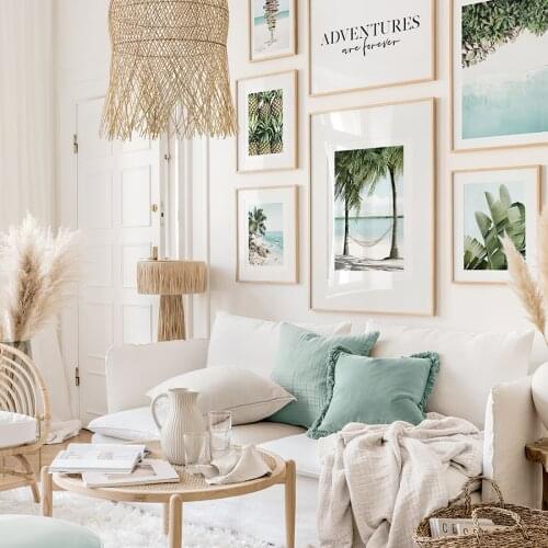 Tropical Palm Leaf Nature Poster Beach Landscape Wall Art Print Nordic Canvas Painting Picture Interior Living Room Decoration